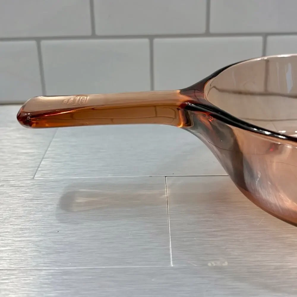 Vintage Corning Visions Amber Glass 1.5L Skillet Fry Pan France Pyroceram